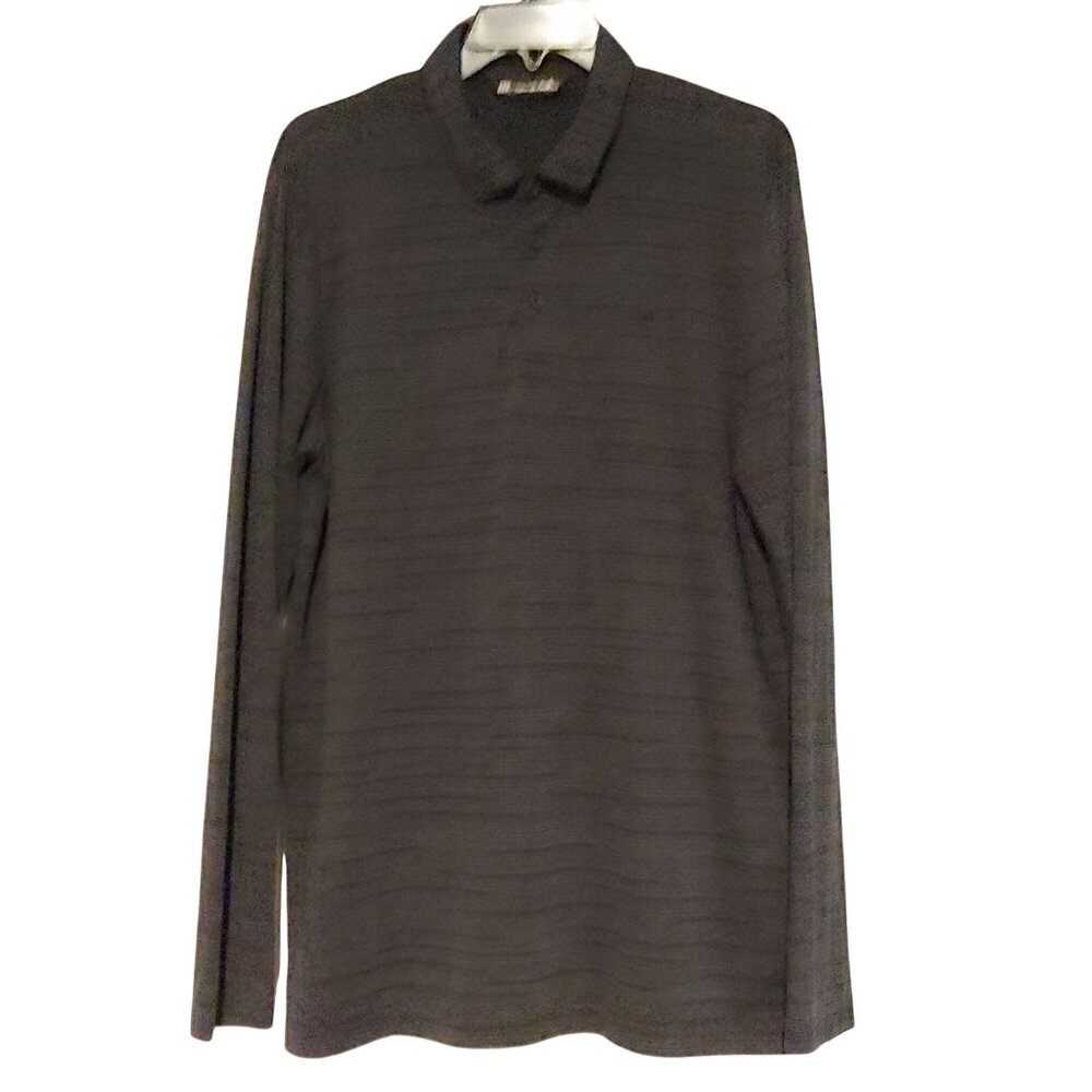 Travis Mathew Mens L Black/Gray Long Sleeve Polo Golf Pima Cotton Performance